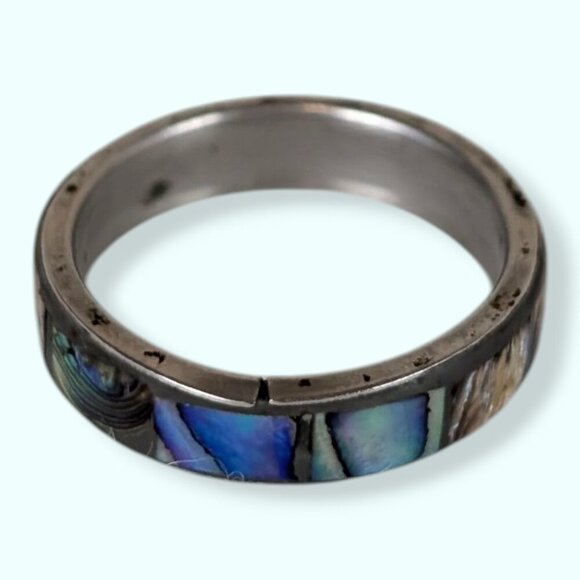 V. Abalone Inlay Band Ring - Picture 4 of 6